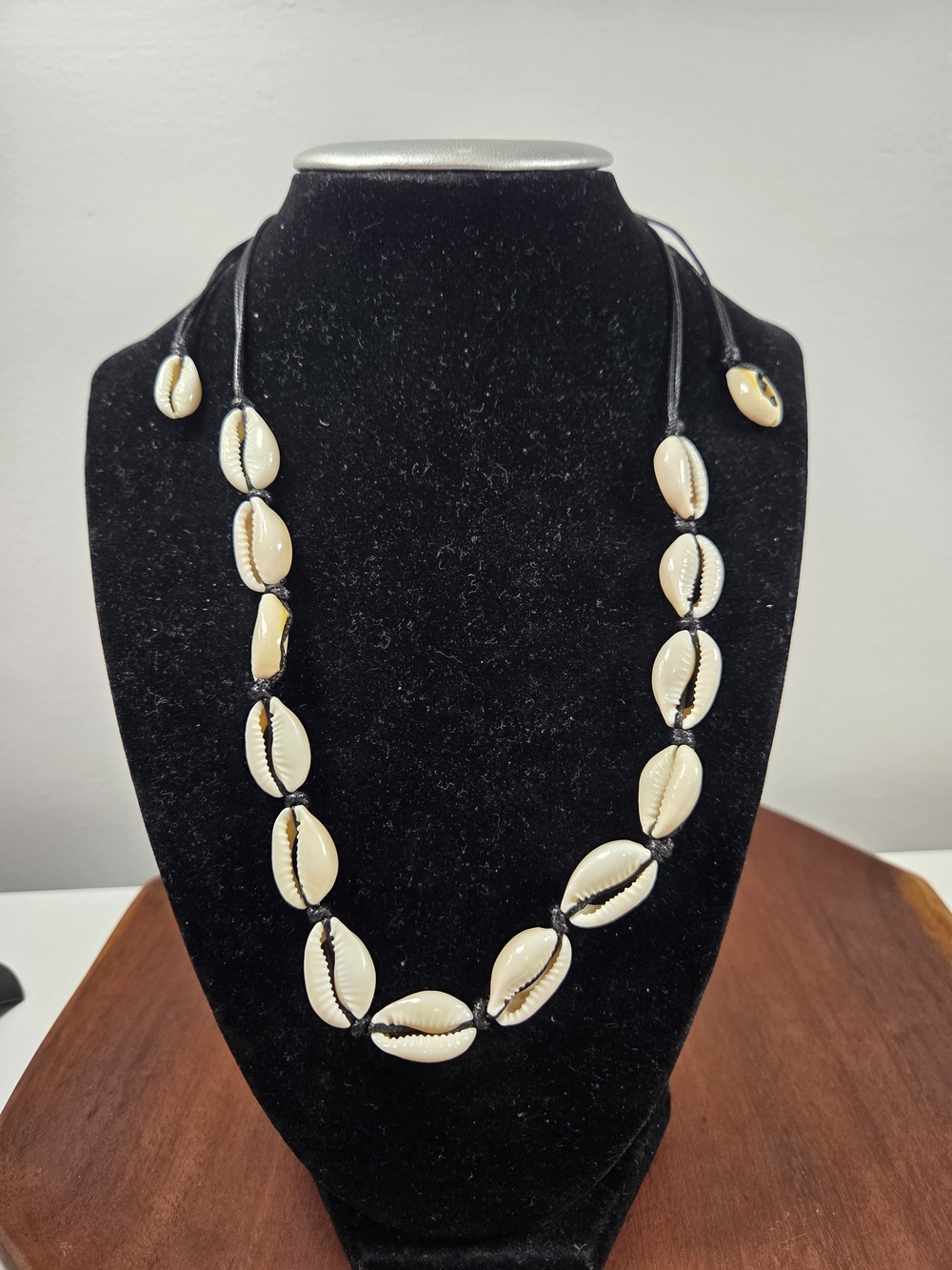 Handmade Cowrie Shell Necklace – Natural Cream Shells on Black Cord